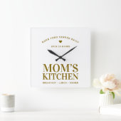 Neutraal Goud Typografie Mom's Kitchen Custom Vierkante Klok (Huis)