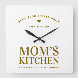 Neutraal Goud Typografie Mom's Kitchen Custom Vierkante Klok