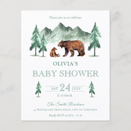 Neutraal Green Forest Beer Baby shower Invitation (Voorkant)