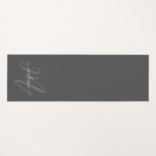 Neutraal Grijs Boho Script Monogram en Naam Yogamat (Voorkant (horizontaal))