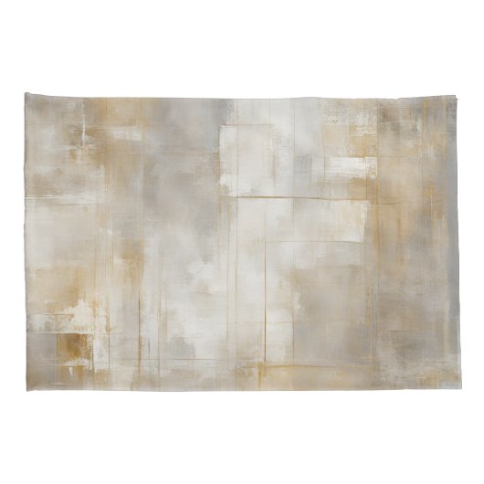 Neutraal Grijs Goud Plaid Kussensloop (Achterkant-Rechts)