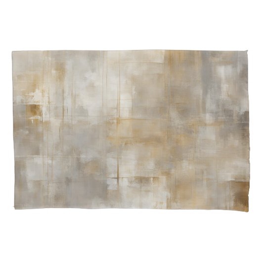 Neutraal Grijs Goud Plaid Kussensloop (Voorkant-Links)