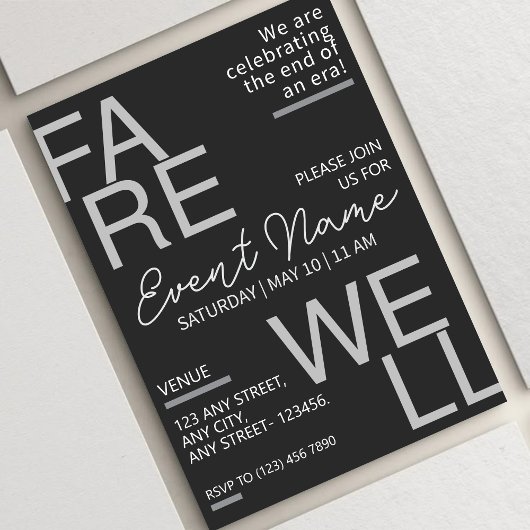 Neutraal grijs Moderne afscheidsuitnodiging Save The Date