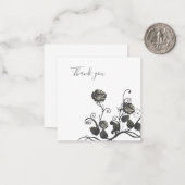 Neutraal grijs roos Hartelijk dank Notitiekaartje (Voorkant / Achterkant in situ)