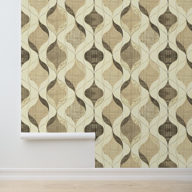 Neutraal Grijs Taan Modern Golvend Luxe Behang (Applicatie)