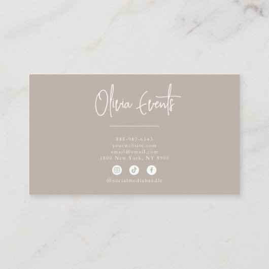 Neutraal grijs Taupe Minimalistische Boho Chic Mod Visitekaartje (Achterkant)