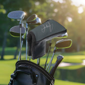 Neutraal Grijs Vet Script Monogram en Naam Golfheadcover