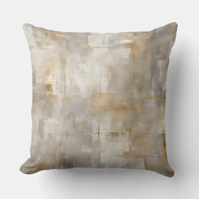 Neutraal grijs wit goud abstract boerderij plaid kussen (Voorkant)