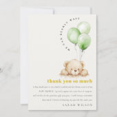 Neutraal Groen Bearly Wachtballon Baby shower Bedankkaart