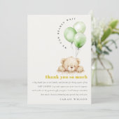 Neutraal Groen Bearly Wachtballon Baby shower Bedankkaart