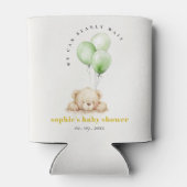 Neutraal Groen Bearly Wachtballon Baby shower Blikjeskoeler (Achterkant)