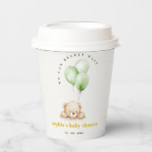 Neutraal Groen Bearly Wachtballon Baby shower Papieren Bekers (Voorkant)