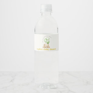 Neutraal Groen Bearly Wachtballon Baby shower Waterfles Etiket