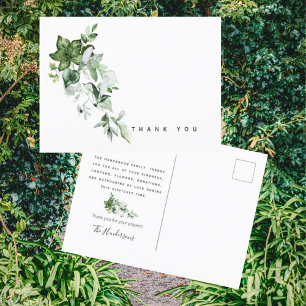 Neutraal groen begrafenis bedankt briefkaart