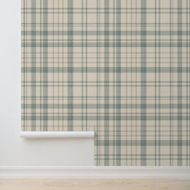 Neutraal Groen Beige Schotlandse ruit Behang