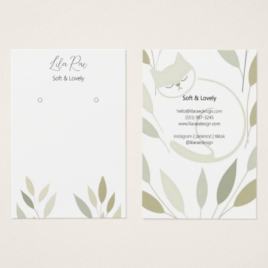 Neutraal groen gebladerte Cat Illustratie Kaart (Voorkant /achterkant)