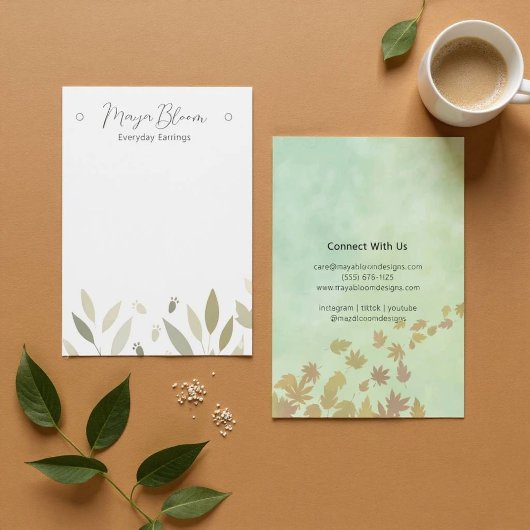 Neutraal groen gebladerte voetstappen Art Visitekaartje