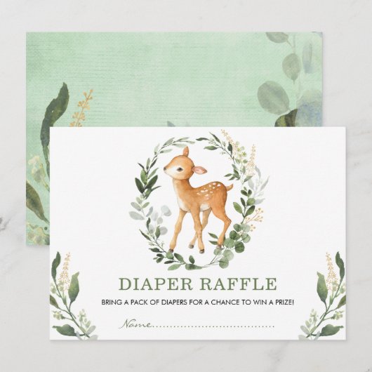 Neutraal groen goud bos herten luier rafel informatiekaartje (Voorkant / Achterkant)