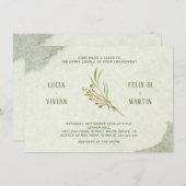 Neutraal  groen rustiek verlovingsfeest kaart (Voorkant / Achterkant)