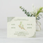 Neutraal  groen rustiek verlovingsfeest kaart (Staand voorkant)