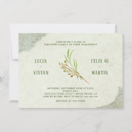 Neutraal  groen rustiek verlovingsfeest kaart