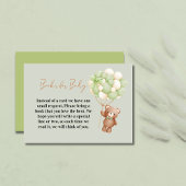 Neutraal Groene Teddybeer Oh Baby Books Baby showe Informatiekaartje