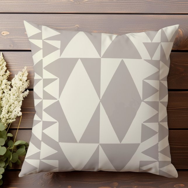 Neutraal halftoon geometrisch patroon III Kussen (Creator heeft geüpload)