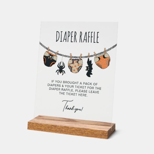 Neutraal Halloween Baby shower Luier Raffle Acryl Bord (Hoek)