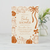 Neutraal handgetekende Herfst pompoen Baby shower Kaart (Staand voorkant)