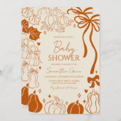 Neutraal handgetekende Herfst pompoen Baby shower Kaart (Voorkant / Achterkant)