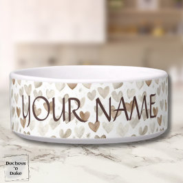 Neutraal Hart Patroon Shabby Chic Hondenbak Voerbakje