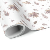 Neutraal herfstvogel naadloos patroon cadeaupapier (Rol Hoek)