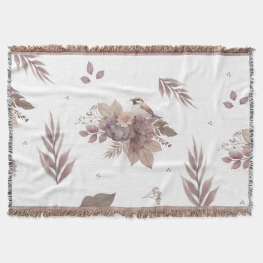 Neutraal herfstvogel naadloos patroon deken (Voorkant)