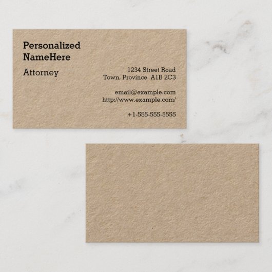 Neutraal, het Professionele Visitekaartje van de W (Voorkant / Achterkant)