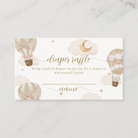 Neutraal Hete Luchtballon Luier Raffle Baby shower Informatiekaartje (Voorkant)
