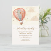 Neutraal  heteluchtballon Baby shower Kaart (Staand voorkant)