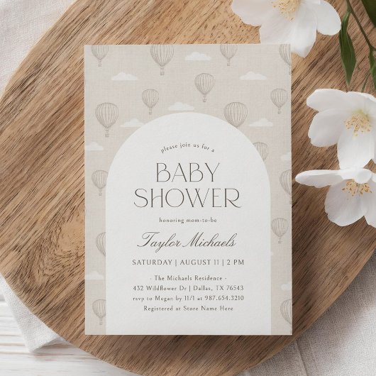 neutraal heteluchtballon Baby shower Kaart