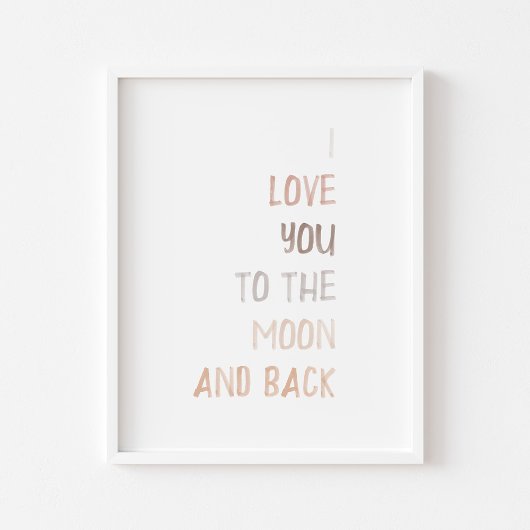 Neutraal Ik hou van je naar de maan en terug print