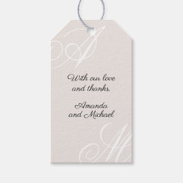 Neutraal Ivoor Beige Elegant Monogram Bruiloft Cadeaulabel