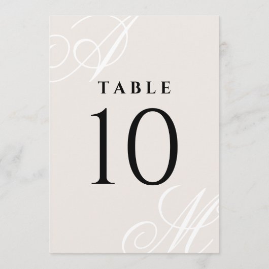 Neutraal Ivoor Beige Elegant Monogram Tafelnummers (Achterkant)