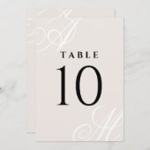 Neutraal Ivoor Beige Elegant Monogram Tafelnummers (Voorkant / Achterkant)