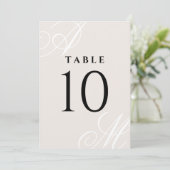 Neutraal Ivoor Beige Elegant Monogram Tafelnummers (Staand voorkant)