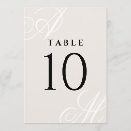 Neutraal Ivoor Beige Elegant Monogram Tafelnummers