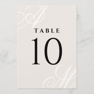 Neutraal Ivoor Beige Elegant Monogram Tafelnummers