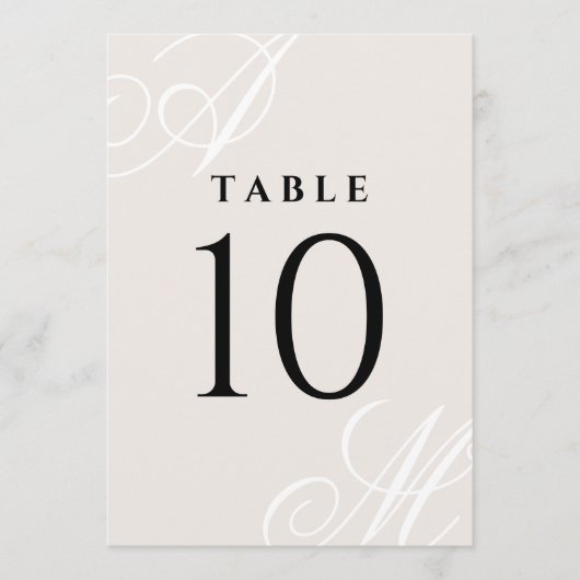Neutraal Ivoor Beige Elegant Monogram Tafelnummers (Voorkant)