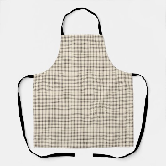 Neutraal Ivoor en Zwarte Gingham Plaid Schort (Voorkant)