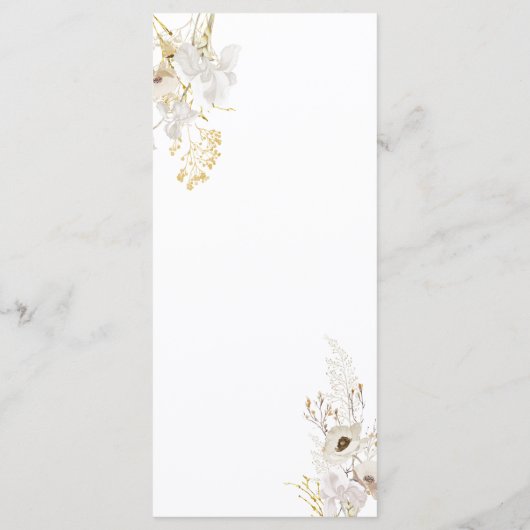 Neutraal Ivoor Goud Wildflower doopmenu Menu (Achterkant)