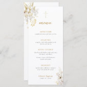 Neutraal Ivoor Goud Wildflower doopmenu Menu (Voorkant / Achterkant)