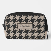 Neutraal Ivoor Taupe Beige Houndstooth Patroon Toilettasje (Voorkant)