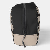 Neutraal Ivoor Taupe Beige Houndstooth Patroon Toilettasje (Rechts)